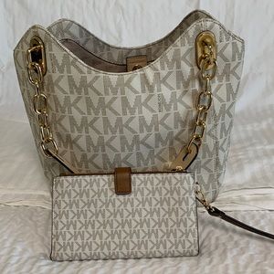Michael Kors shoulder bag and matching wallet/wristlet.